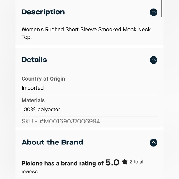 Pleione Ruched Short Sleeve Smocked Mock Neck Top - Small - Picture 5 of 5